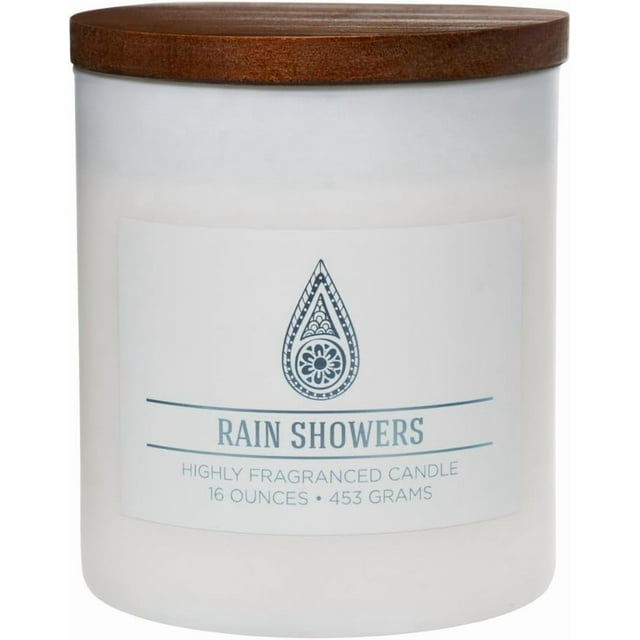 CAROLINA Rain Showers Bougie en Pot Aromathérapie Parfumée, Collection Bien-être, 16 oz, Blanc