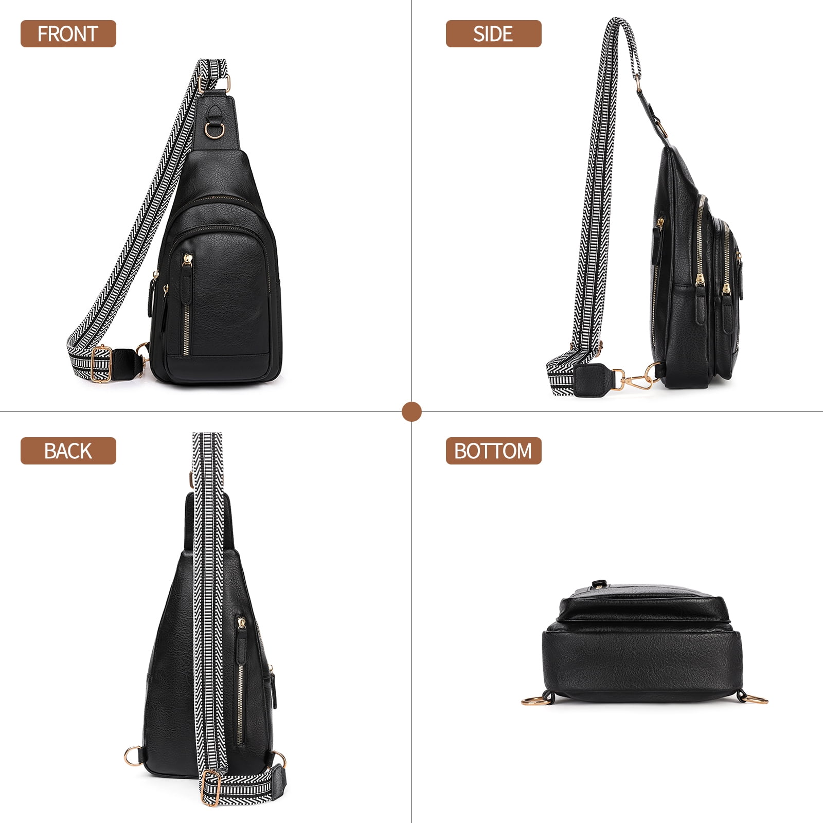 Falan Mule Sling Bag for Women Crossbody Purse Crossbody Bag Leather Chest Bag with Adjustable Guitar Strap for Travel