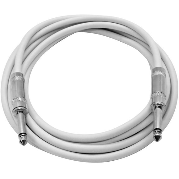 Seismic Audio 10 Foot 1/4 Inch TS Patch Cable - Unbalanced White Audio Cord - SASTSX-10White