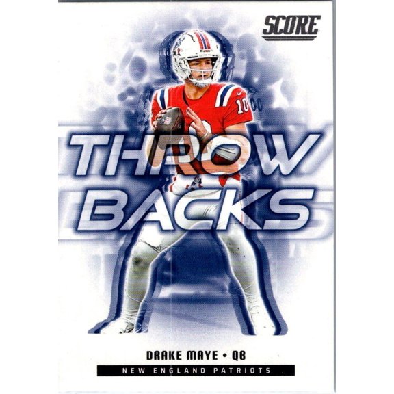 Collectible 2025 Panini Score Throwbacks Drake Maye #3 New England Patriots Football Card New England Patriots NFL Football Trading Card