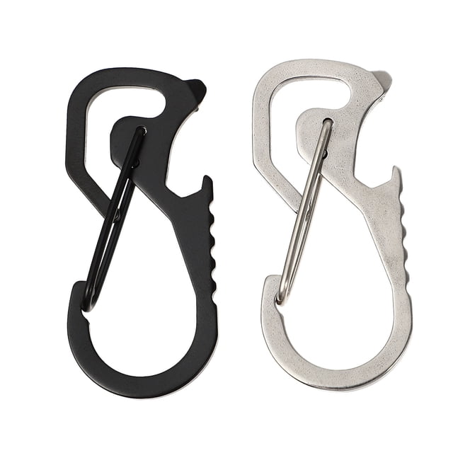 HONITANO 2Pcs Stainless Steel Climbing Carabiners with Bottle Lid Removers Multi-Functional Outdoor Key Holders
