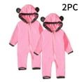 thumbnail image 2 of UAMVSH 2 PC Infant Baby Girls Boys Fall Winter Snowsuit Jumpsuit Clothes Toddler Cute Footed Ear Hoodie Rompers with Zipper(18-24 Months,Pink), 2 of 7