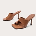 thumbnail image 4 of Clearance JeashCHAT Sandals for Women, Slide Sandals Women's New Summer Fashion Open Toe High Heels Stilettos Sandals And Slippers (Brown), 4 of 4