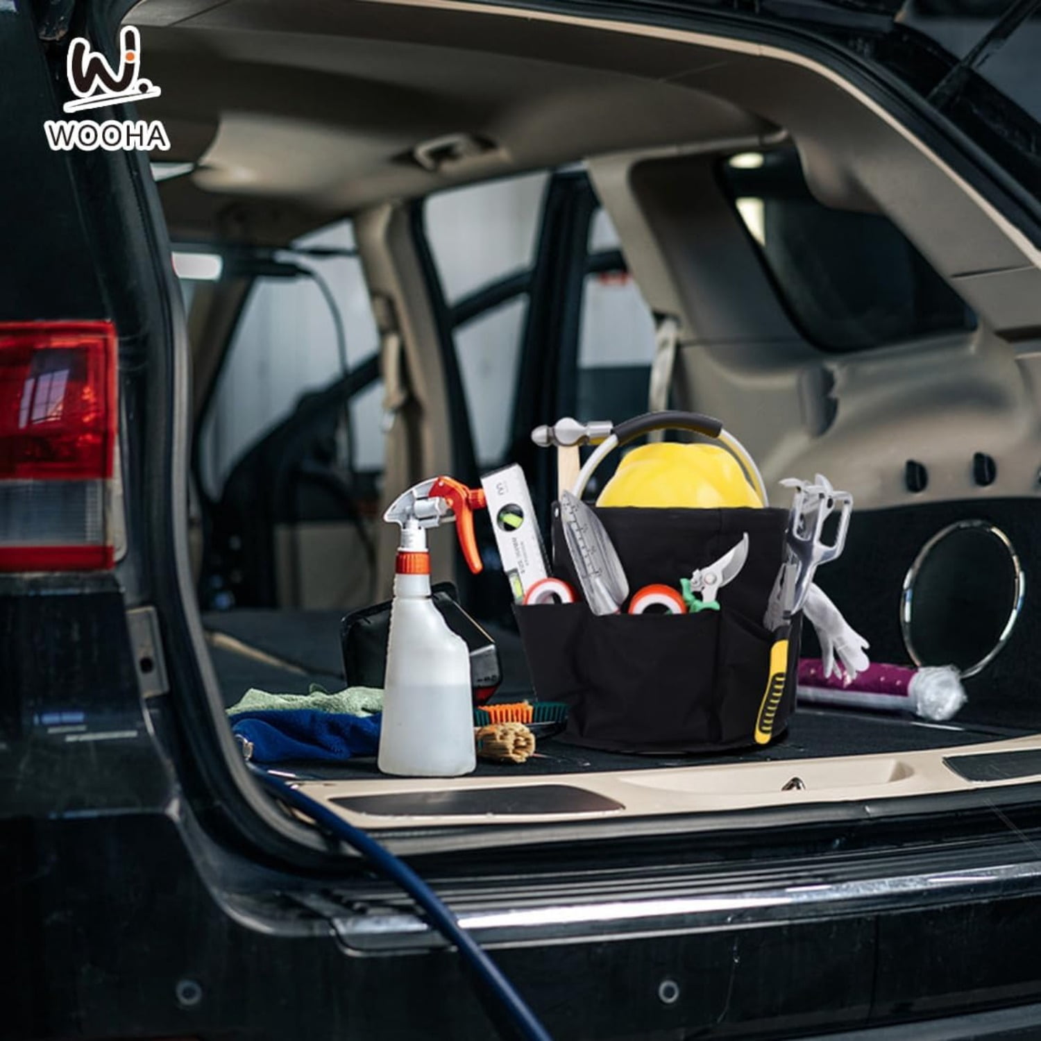 Tool Organizers Bag 34L Collapsible Tool Bag Laundry Organizer Outdoor Camping Garden Harvest Basket Home Bathroom Storage Bath Wash Bag（Black+Grey）