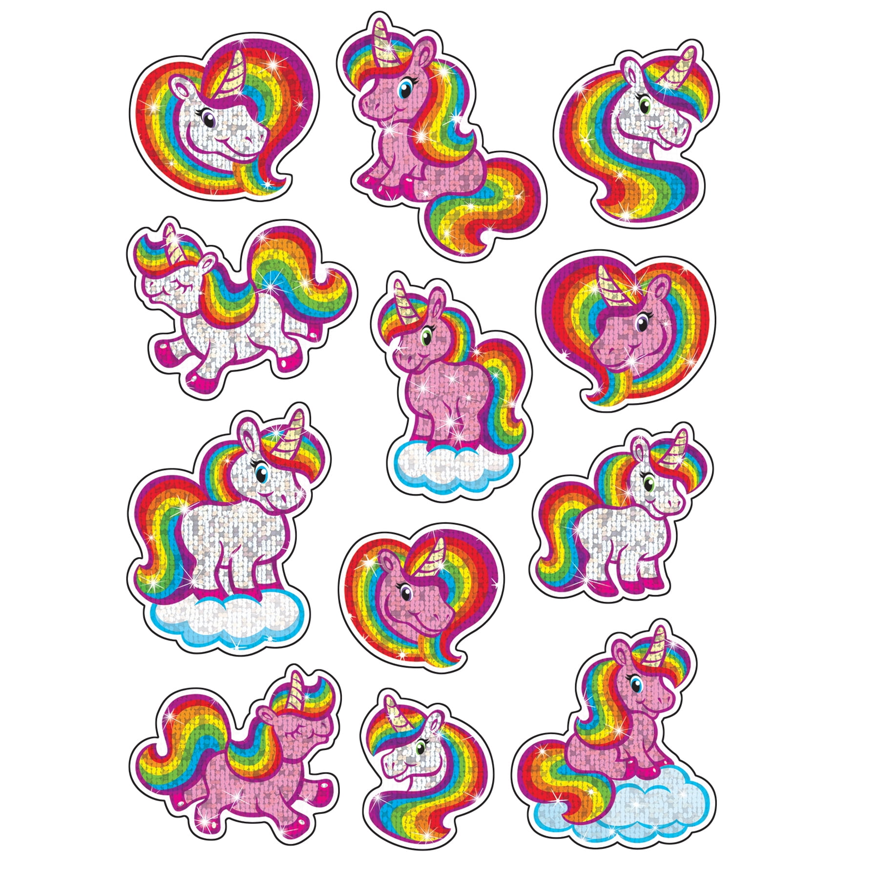 TREND Sparkly Unicorns Sparkle Stickers, 24 Per Pack, 6 Packs