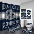 thumbnail image 2 of White Navy Blue American Football Shower Curtain Set Modern Texas Star Rugby Athlete Helmet Sports Bathroom Set Non-Slip Mat Rug, 2 of 6
