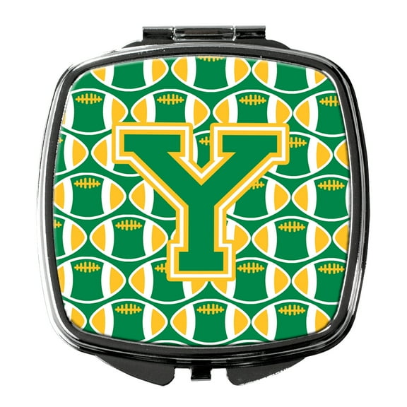 Letter Y Football Green and Gold Compact Mirror CJ1069-YSCM