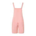 thumbnail image 5 of Gubotare Girls Romper Shorts Summer Girl's Flutter Cap Sleeve Crew Neck Dressy Belted Romper Cute Short Jumpsuit Size 7-8T (Pink,7-8 Years), 5 of 9