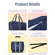 BAGSMART Expandable Travel Duffel Bag for Airline 18x14x8, Foldable Weekend Overnight Bag Tote Carry on Luggage, Unisex, Blue