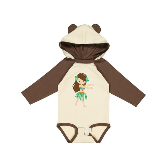 Inktastic Brown Haired Hula Girl Girls Long Sleeve Baby Bodysuit