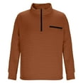 thumbnail image 3 of WMTBSRSW Mens Quarter Zip Pullover Long Sleeve Waffle Zip up Sweatshirt Casual Stand Collar Golf Sweaters with Pocket Brown Large, 3 of 6