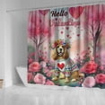 thumbnail image 4 of Hello Valentine’s Day Cocker Spaniel Flower Crown Romantic Pink Floral Shower Curtain Cockers Dog Lover Gifts Waterproof Bathroom Bathtub Curtain - 00031, 4 of 5
