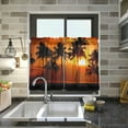 thumbnail image 7 of Coolnut Palm Tree Kitchen Curtains UV Protected Tier Curtains 2 Panels Kitchen Tiers Half Window Curtains for Guest Room Bathroom Laundry Room Basement, 24 x 27 Inch Home Decor, 7 of 7