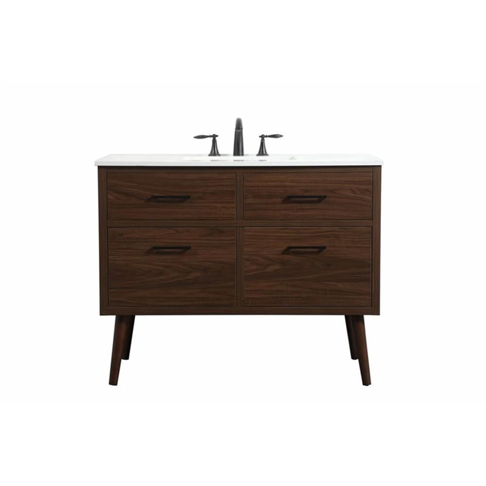 Elegant Decor Boise 42" Aluminum MDF Single Bathroom Vanity in Walnut