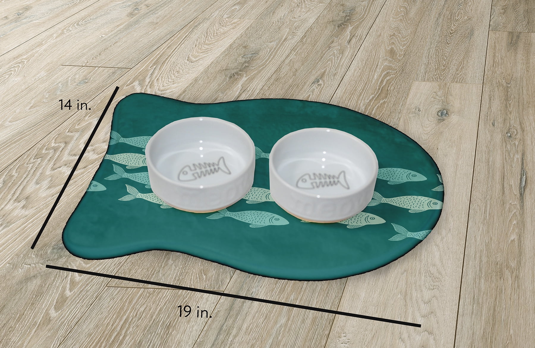 Simply Daisy Fish Line Fish Shape Pet Feeding Mat for Cats