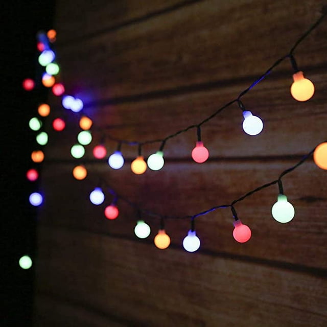 Guirnalda de luces solares para exterior, 50 LED, 6,9 m, decorativas, IP44, impermeables, 8 modos, para exteriores, interiores y fiestas navideñas (multicolor)