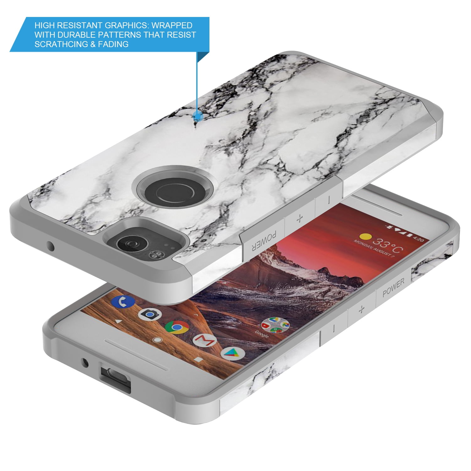 Google Pixel 2 Xl Case Kaesar Slim Fit Sleek Hybrid Dual Layer Shockproof Hard Cover Graphic Fashion Cute Colorful Silicone Skin For Google Pixel 2xl White Marble Walmart Com Walmart Com