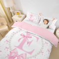 thumbnail image 3 of Manfei Pink Letter Monogrammed E Twin Bedding for Girls Women,Kids Teens Princess Pearl Bow Knot Duvet Cover Set,Pink Reversible,Luxury Bedroom Decor,2pcs,No Comforter, 3 of 6