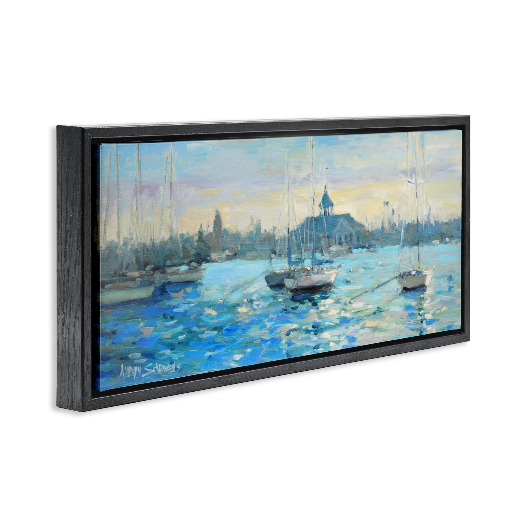Stupell Industries Sunday On The Water Black Framed Floater Canvas Wall Art, design by Allayn Stevens