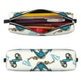 thumbnail image 2 of Yiaed Anchors And Shells Print Leather Pencil Case - Leather Pen Pencil Holder - Elegant & Practical Pencil Pouch for Work & Office, 2 of 7
