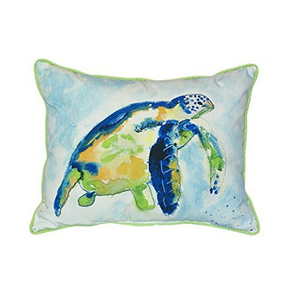 Betsy Drake ZP134 Blue Sea Turtle Indoor & Outdoor Throw Pillow- 20 x 24 in.