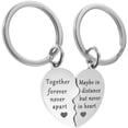 thumbnail image 1 of 1 Pair Heart Shaped Key Chain Stainless Steel Keychain Backpack Decor Keyring, 1 of 7