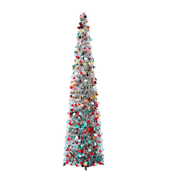 Árbol de Navidad Producto de decoración navideña Árbol ornamental de Navidad plegable plegable de 1, TOMSHOO Plata