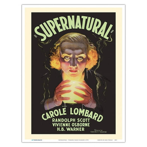 Supernatural - Starring Carole Lombard - Vintage Horror Film Movie Poster by Vincent Trotta & Maurice Kallis c.1933 - Master Art Print (Unframed) 9in x 12in