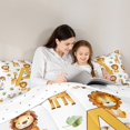 thumbnail image 6 of Manfei Initial A Letter Full Size Comforter Sets for Kids, Kawaii Lion Giraffe Elephant Bedding Comforter Set, Zoo Animal Reversible Bedding Sets, Super Cozy Room Decor, 3 Pieces, 6 of 9