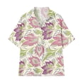 thumbnail image 4 of Favoffer Women's Floral Print Linen Button Down Short Sleeve Shirts V Neck Casual Summer Blouses Loose Fit Hawaiian Tops for Beach Vacation Daily Work, 4 of 7
