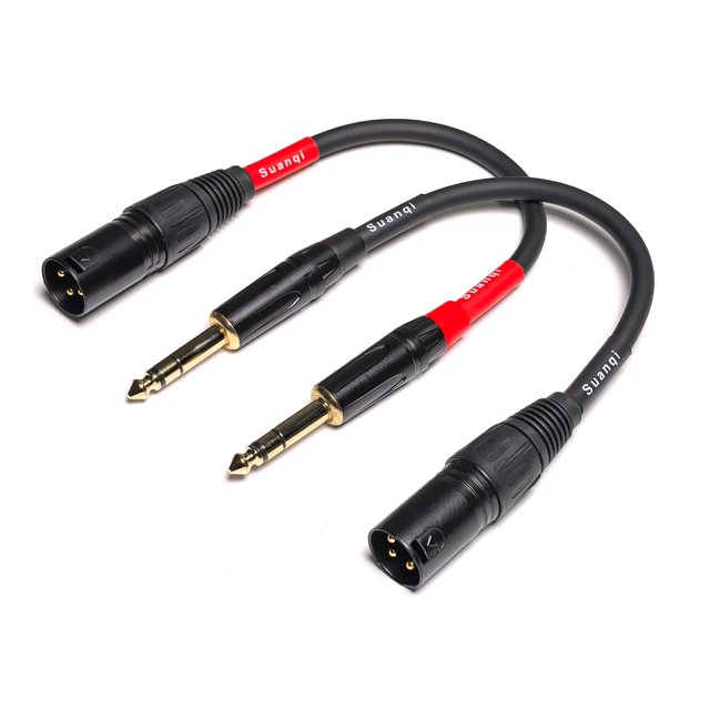 Cable de micrófono Suanqi TRS a XLR macho de 6,35 mm de 1/4 pulgadas, paquete de 2