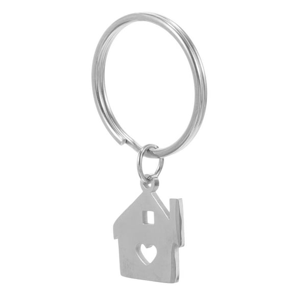 Raindrops House Shape Keyring Silver Home Shaped Keychains 1Pack