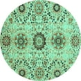 thumbnail image 1 of Ahgly Company Indoor Round Oriental Turquoise Blue Modern Area Rugs, 5' Round, 1 of 4