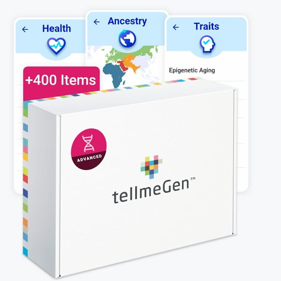 tellmeGen DNA Test Advanced | 400 Health, Traits, Wellness & Ancestry Reports | All Fees Included