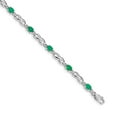 thumbnail image 3 of 14K White Gold Plated Diamond and Emerald Gemstone Bracelet, 3 of 5