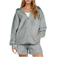 thumbnail image 2 of Wiyuqeen Fall Outfits for Women Oversized Zip up Hoodie Sweatshirt Jogger Sweatpants Shorts 2 Piece Sweatsuits Lounge Sets with Pocket, 2 of 6