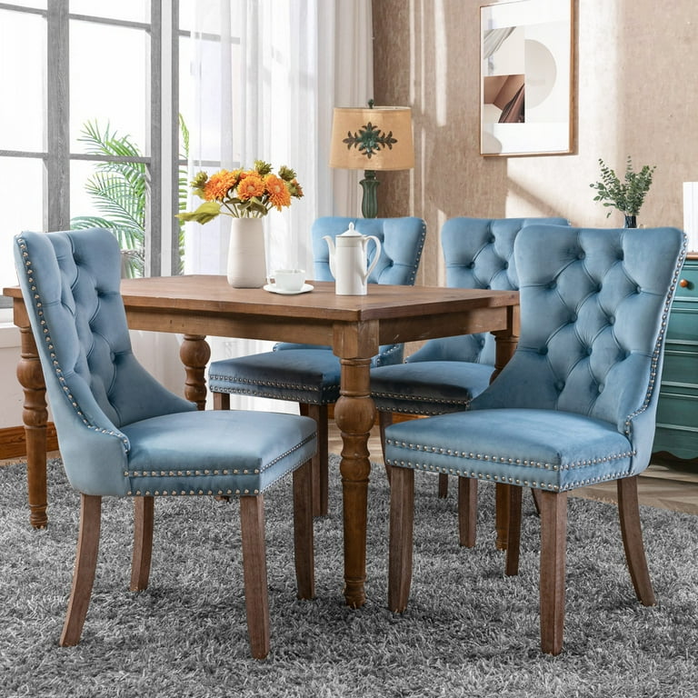upholstered dining blue gray dining chair