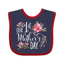 Inktastic Our First Mother's Day- Pink Flowers Boys or Girls Baby Bib