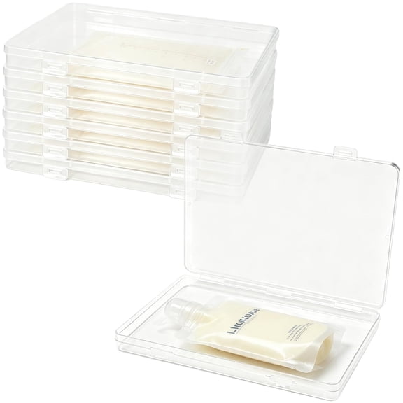XIRQI 6 Pcs Clear Flat Breast Milk Freezer Storage Organizer,Space Saving Breastmilk Storage Tray,Breastmilk Freezer Flat Storage Containers for Breastfeeding Bag Organization,7.5 X 5.1 X 0.7 in