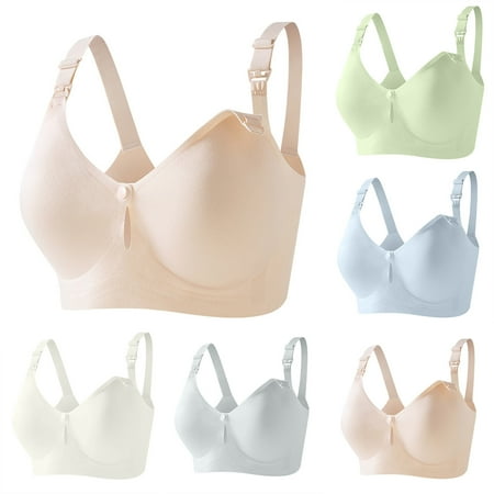 CFLVAEK Plus Size Womens Nursing Bras Wire Free Full Coverage Maternity Bra Comfort Button Front Closure Pregnancy Bralette Vest Type Sleep Bralettes Gray XXXL