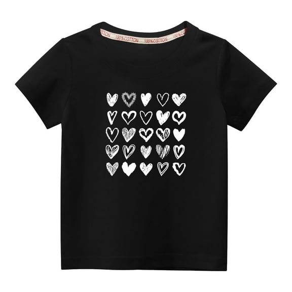 Utoimkio Kids Boys Girls Heart Graphic Short Sleeve T-Shirts Summer Casual Crewneck Tee Tops for Boys Girls 3-10 Years
