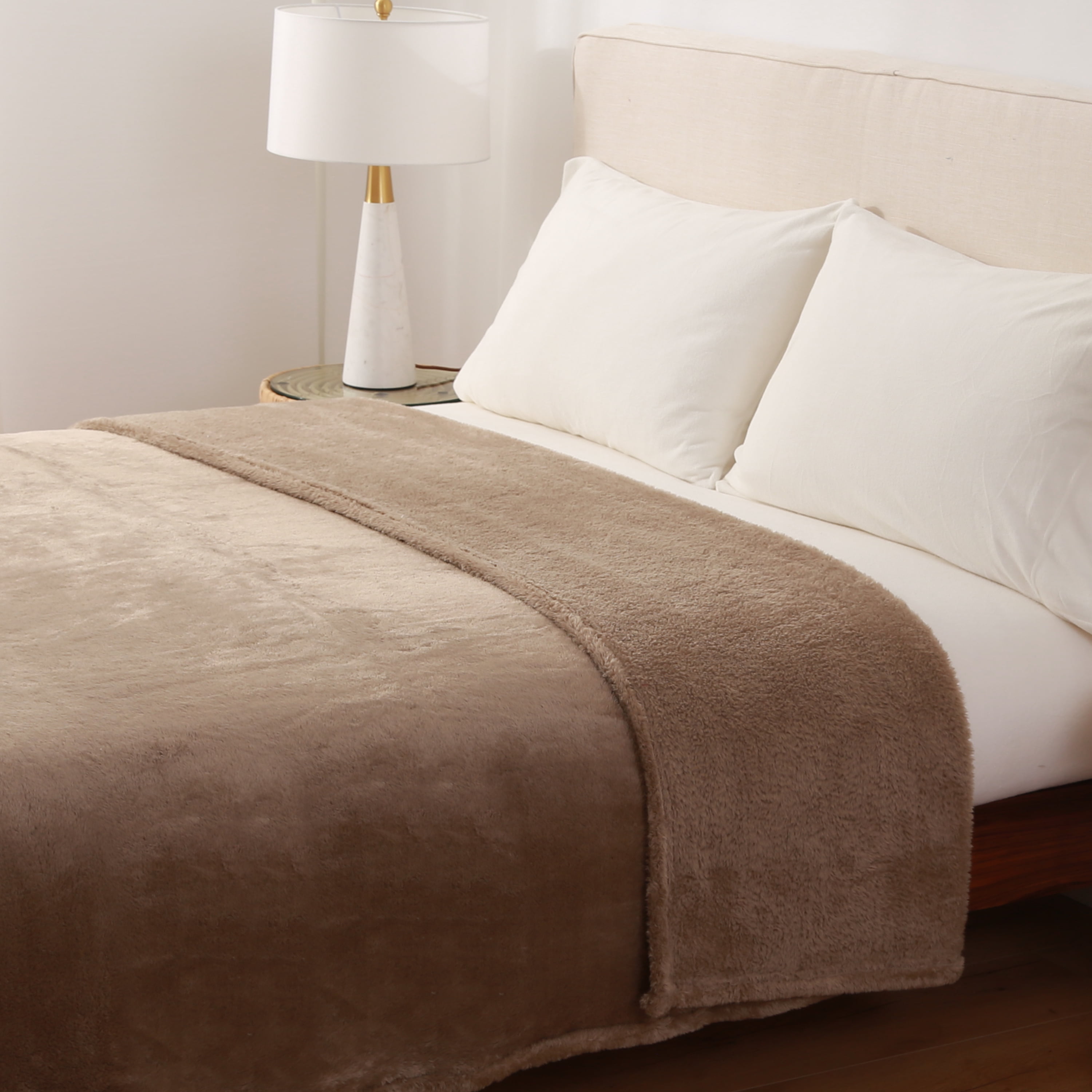 Berkshire Blanket Eco Plush Bed Blanket, Truffle, Full/Queen