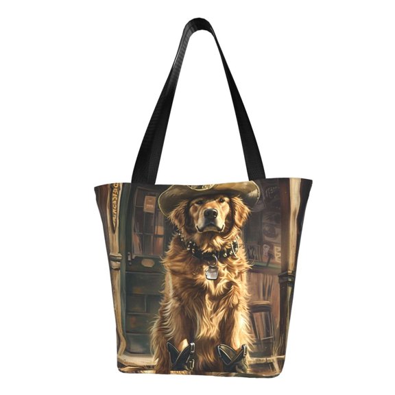 Sikiie Western Cowboy Golden Retriever Shoulder Bag Casual Hobo Crossbody Tote Bag for Women and Men Large Purse Messenger Bag Travel Work