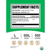 مسحوق الحلبة العضوي من BulkSupplements - 1 جرام لكل وجبة - 500 جرام (1.1 رطل) - 500 وجبة