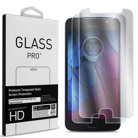 2 Pack of CoverON Motorola Moto G5S Plus Tempered Glass Screen Protectors - Premium Grade 9H Tough - HD Clear