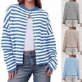 thumbnail image 2 of Yokua Soft Viscose Striped Knit Cardigan For Autumn Winter Commute And Office Wear, 2 of 8