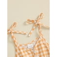 thumbnail image 4 of SUNSIOM Little Girls Summer Cami Jumpsuit Sleeveless Button Up Ruffle Trim Plaid Overalls with Belt, 4 of 6