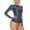 Gray, variant on ZQUUVOU Women's Glossy Plus Size Tight Shirts Fitting Long Sleeved Crew Neck Shapewear Tops Undershirts Base Layer Gray