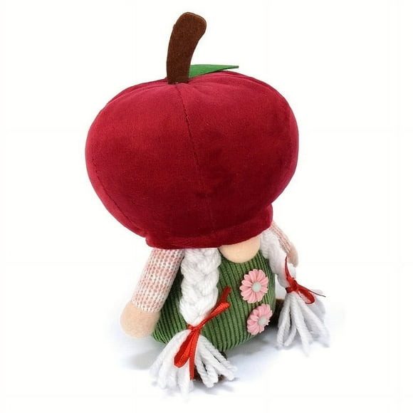 Rustic Red Apple Gnome Doll, Polyester Festive Decor, No-Face Plush Toy for Christmas, Halloween, Easter, Thanksgiving, Home & Kitchen Ornament, 3D Artistic Style, No Feather, No Power Needed