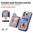 thumbnail image 6 of ShellTech for iPhone 13 Pro Retro PU Leather Wallet Case with Card Holder Ring Stand RFID Function Credit Card Slot with Ring Stand Protective Cover Wrist Strap,Purple, 6 of 11